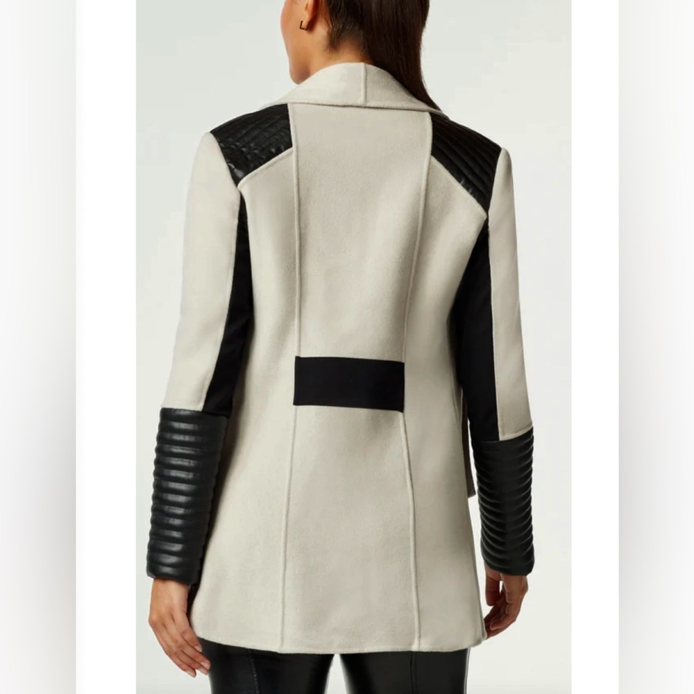 Blanc Noir Draped Tech Wool Coat Blazer Gray/Black 100% Wool Size Medium - Picture 2 of 11
